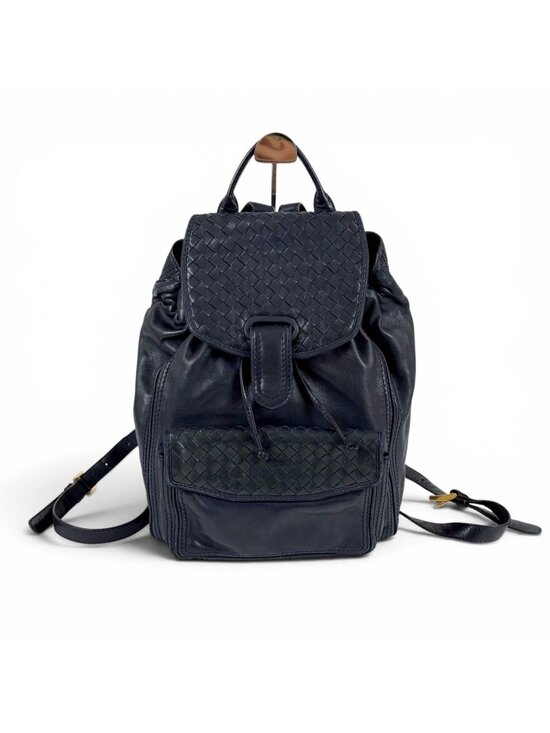 Bottega Veneta Drawstring Backpack Intrecciato Leather Navy main image 9